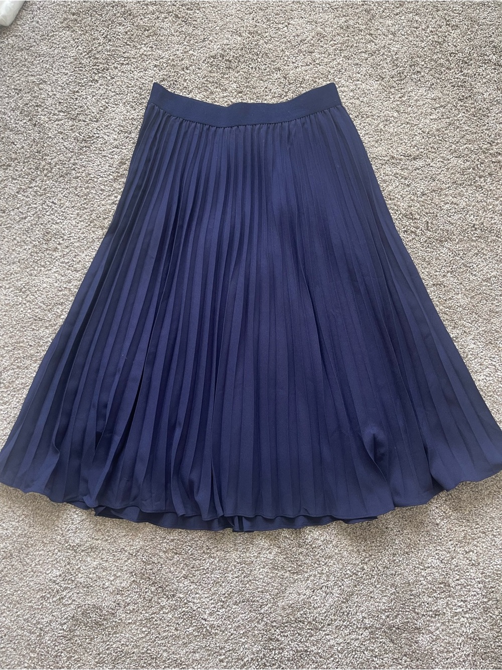Grace Karin Navy Pleated A-Line Midi Skirt with Elastic Waist